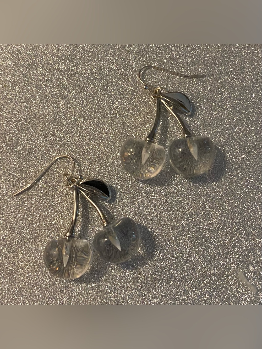 Stylish large clear cherry earrings